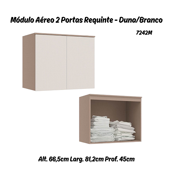Módulo Aéreo 02 Portas Requinte - 7242M - Duna / Branco - Móveis Castro