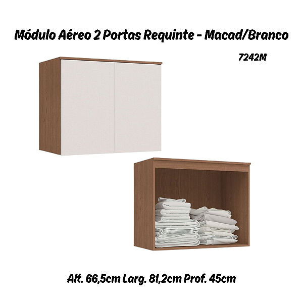 Módulo Aéreo 02 Portas Requinte - 7242M - Macadâmia / Branco - Móveis Castro