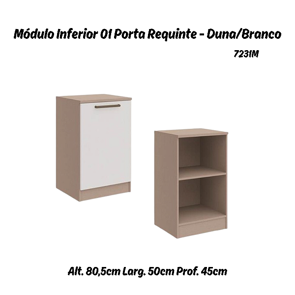 Módulo Inferior 01 Porta Requinte - 7231M - Duna / Branco - Móveis Castro