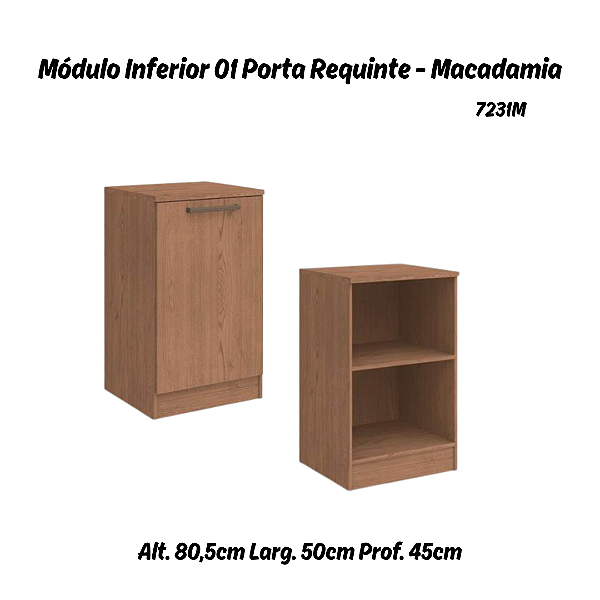 Módulo Inferior 01 Porta Requinte - 7231M - Macadâmia - Móveis Castro