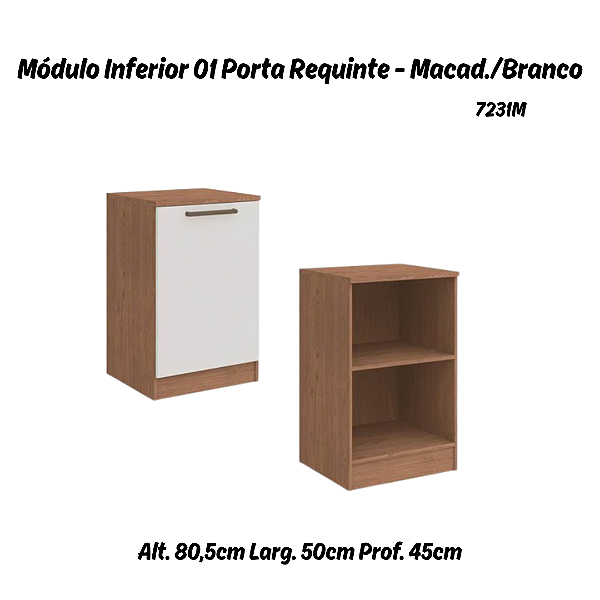 Módulo Inferior 01 Porta Requinte - 7231M - Macadâmia / Branco - Móveis Castro