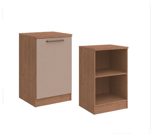 Módulo Inferior 01 Porta Requinte - 7231M - Macadâmia / Duna - Móveis Castro