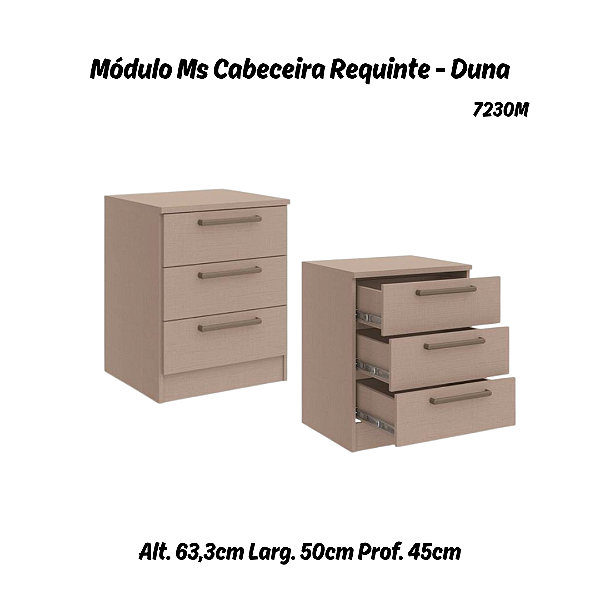 Módulo Mesa Cabeceira 03 Gavetas Requinte - 7230M - Duna - Móveis Castro