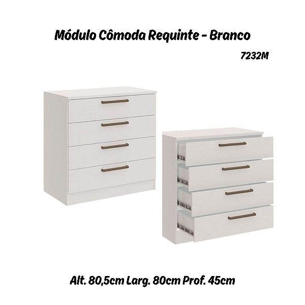 Módulo Cômoda 04 Gavetas Requinte - 7232M - Branco - Móveis Castro