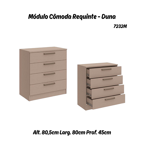 Módulo Cômoda 04 Gavetas Requinte - 7232M - Duna - Móveis Castro