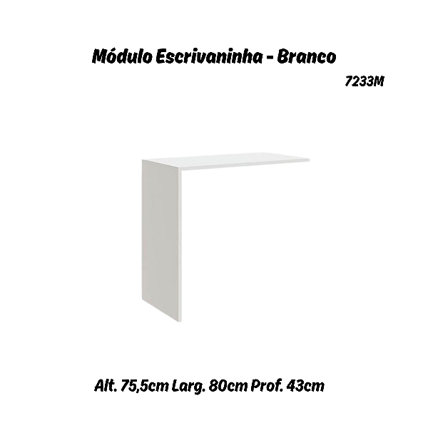 Módulo Escrivaninha Office Requinte - 7233M - Branco - Móveis Castro