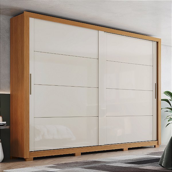 Roupeiro 02 Portas Deslizantes Palace - D237-221 - Cinamomo / Off white - Móveis Henn