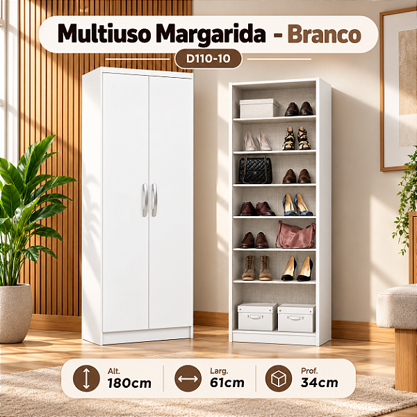 Multiuso Margarida 02 Portas - D110-10 - Branco - Móveis Henn