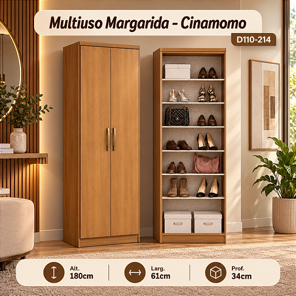 Multiuso Margarida 02 Portas - D110-214 - Cinamomo - Móveis Henn