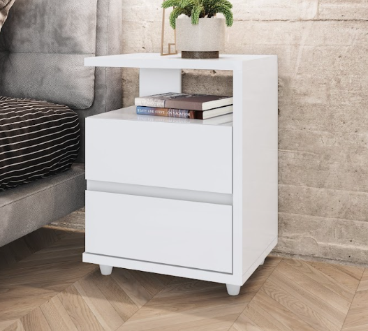 Mesa Cabeceira Campeche - D07-10 - Branco - Móveis Henn