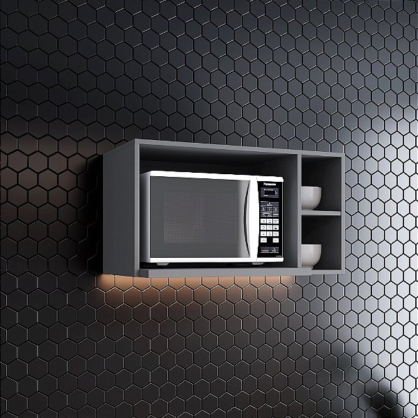 Aéreo Nicho Micro-ondas  - C557-131 - Cinza - Linha Americana - Móveis Henn