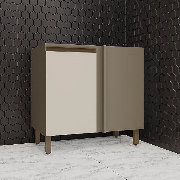 Balcão 01 Porta Canto Reto - C68-35 - Duna / Cristal - Linha Connect - Móveis Henn