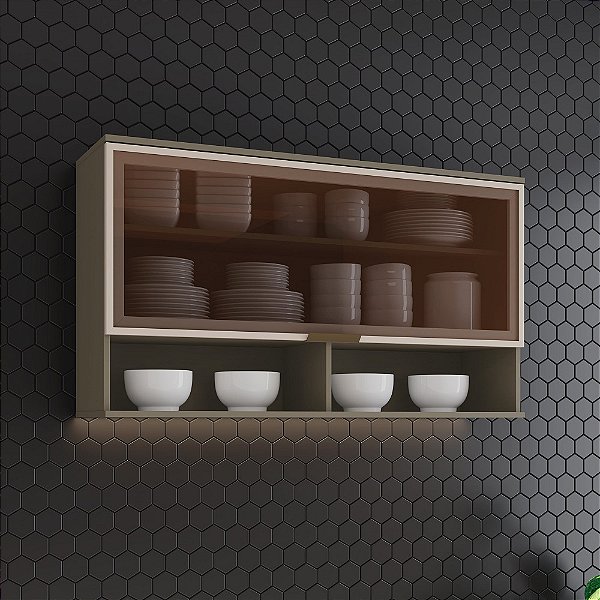 Aéreo 01 Porta Basculante de Vidro 120cm - C59-23 - Duna - Linha Connect - Móveis Henn