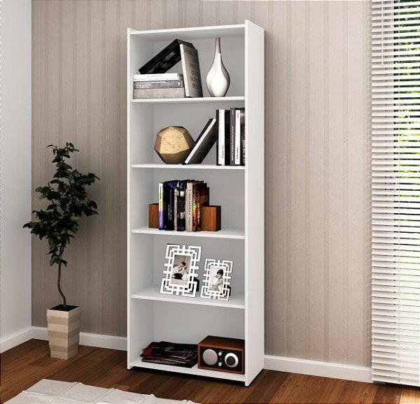 Estante Biblioteca Linha Tradicional - ESM 201 - Branco - Movelbento