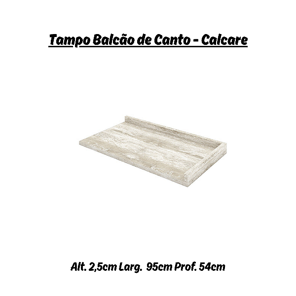 Tampo para Balcão Canto Reto - C906-114 - Cor Calcare - Móveis Henn