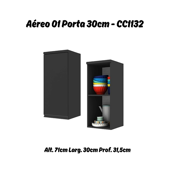 Aéreo 01 Porta 30cm - Ref. CC1132 - Onix - Linha DA CASA - Móveis Primavera