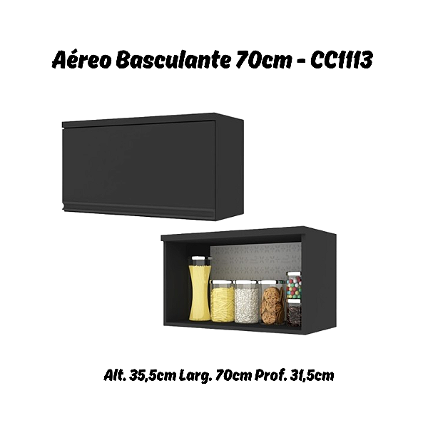 Aéreo 01 Porta Basculante 70cm - Ref. CC1113 - Onix - Linha DA CASA - Móveis Primavera