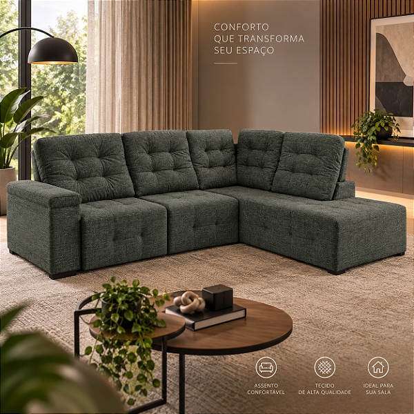Sofá de Canto Retrátil e Reclinável EDGE 02 Módulos - Estofados Rincão