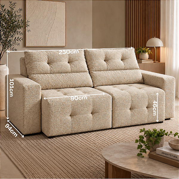 Sofá Retrátil e Reclinável Celer 230cm - Estofados Rincão