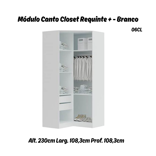Módulo Canto Closet Linha Closet - 06CL - Branco - Móveis Castro