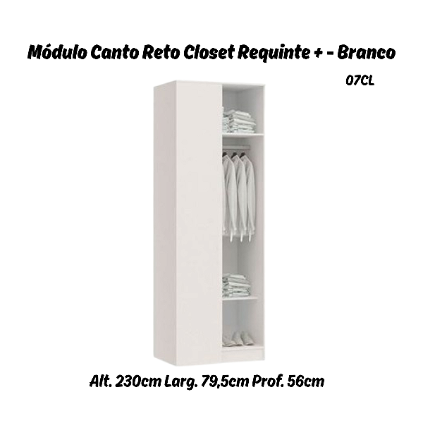 Módulo Canto Reto Linha Closet - 07CL - Branco - Móveis Castro