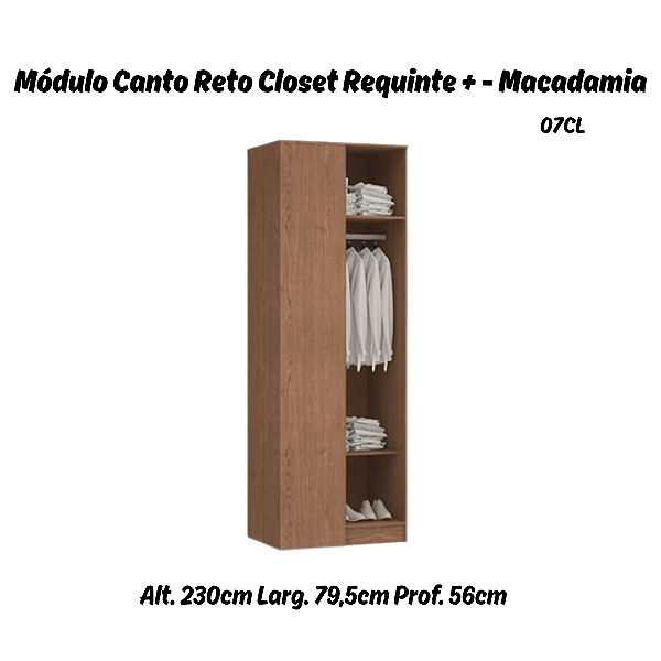 Módulo Canto Reto Linha Closet - 07CL - Macadâmia - Móveis Castro