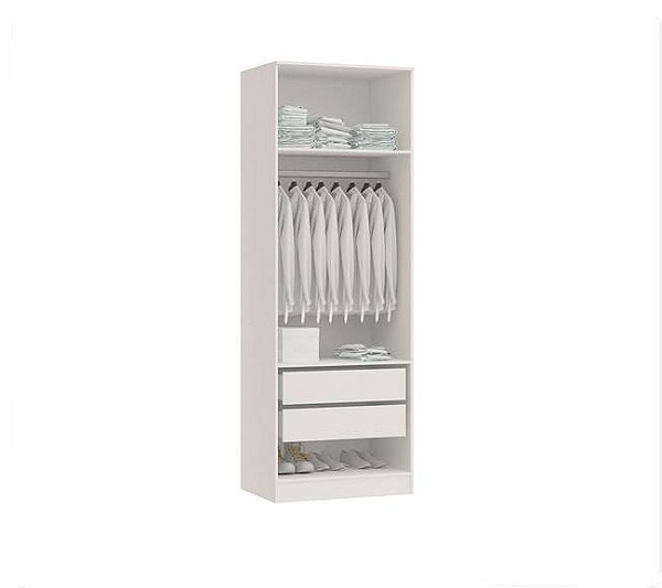 Módulo Gavetas + Cabideiro Linha Closet - 20CL5 - Branco - Móveis Castro