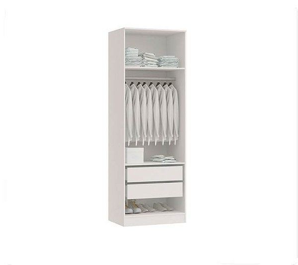 Módulo Gavetas + Cabideiro Linha Closet - 20CL - Branco - Móveis Castro