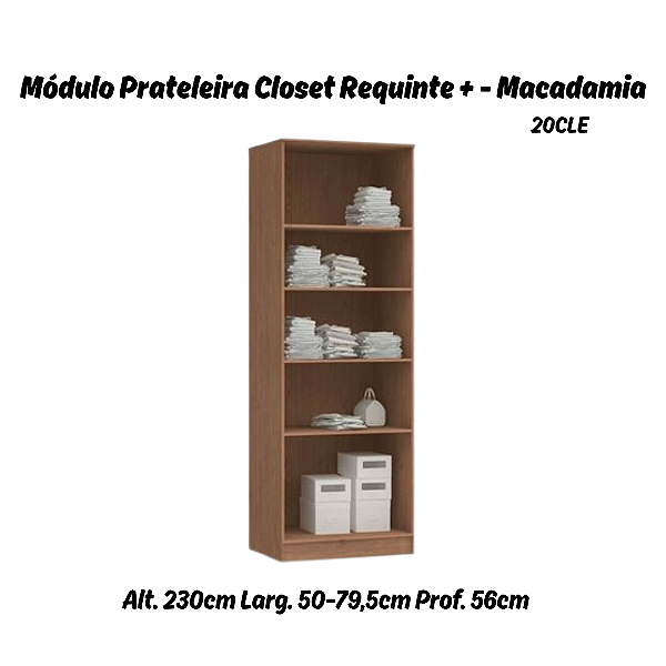 Módulo Prateleiras Editável Linha Closet - 20CLE - Macadâmia - Móveis Castro