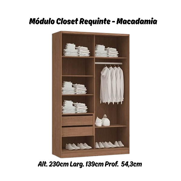 Módulo 140cm Linha Closet - 22CL - Macadâmia - Móveis Castro