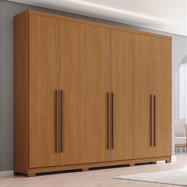 Roupeiro 06 Portas Jade - D345-214 - Cinamomo - Móveis Henn