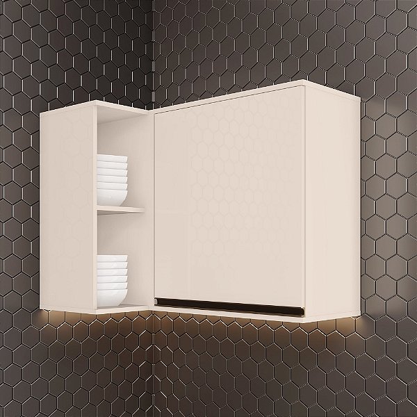 Aéreo 01 Porta Canto Reto - C58-139 - Off White - Linha Connect - Móveis Henn