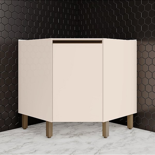 Balcão 01 Porta Canto Oblíquo - C67-139 - Off White - Linha Connect - Móveis Henn