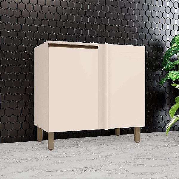 Balcão 01 Porta Canto Reto - C68-139 - Off White - Linha Connect - Móveis Henn