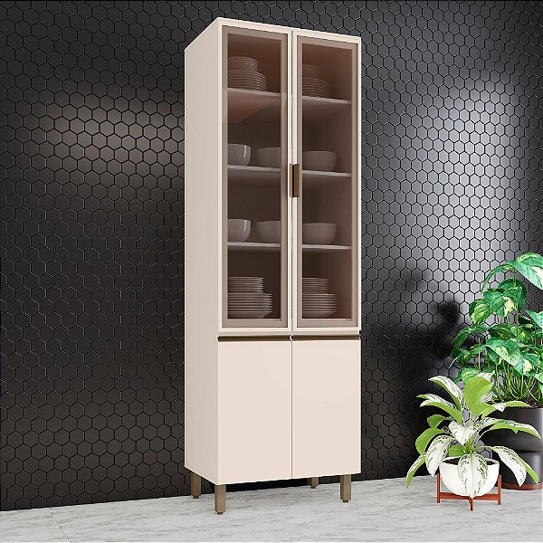 Cristaleira 04 Portas 71,5cm - C71-139 - Off White - Linha Connect - Móveis Henn