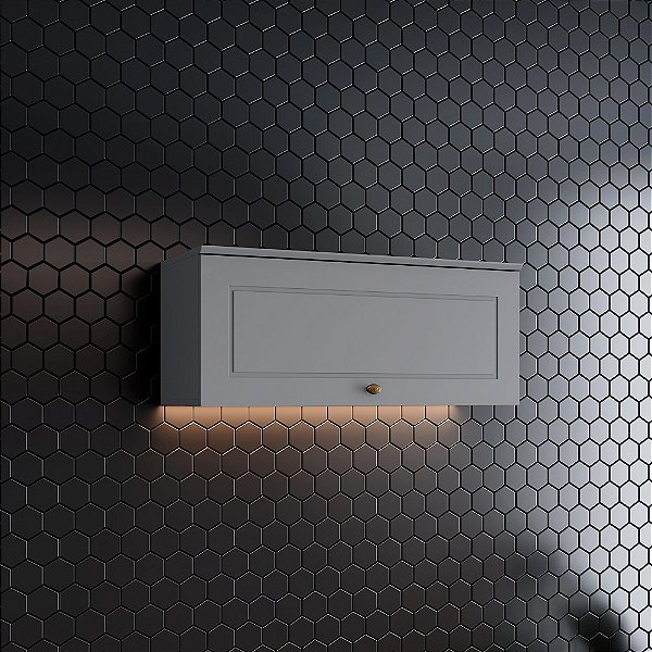 Aéreo 01 Porta Basculante 80cm - C354-131 - Cinza - Linha Americana - Móveis Henn