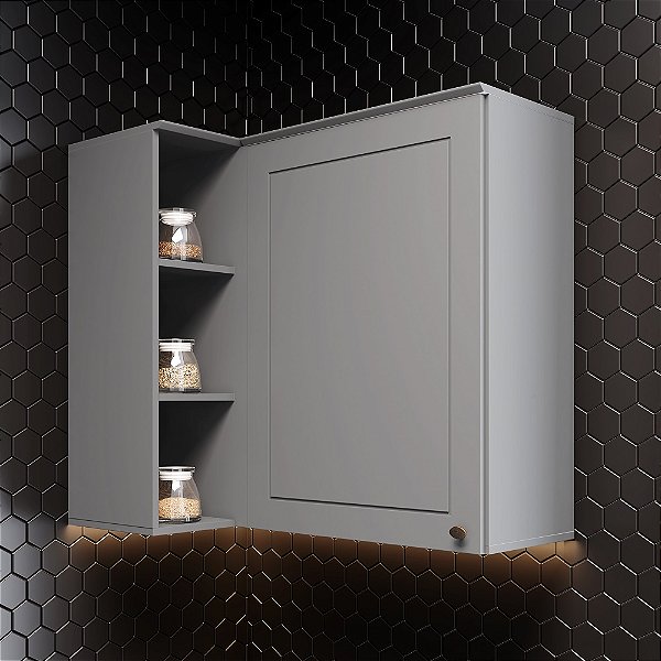 Aéreo 01 Porta Canto Reto - C359-131 - Cinza - Linha Americana - Móveis Henn