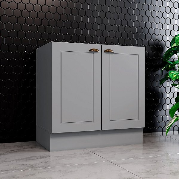 Balcão 02 Portas 80cm - C355-131 - Cinza - Linha Americana - Móveis Henn