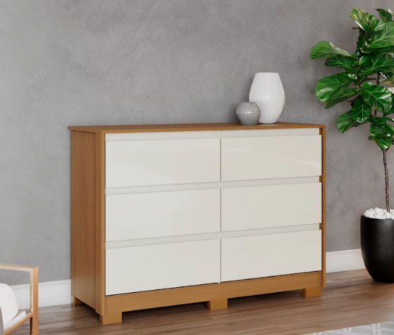 Cômoda Ravena - D737-221 - Cinamomo / Off White - Móveis Henn