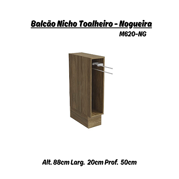 Nicho Toalheiro 20cm Linha Botanic - Ref. M620 - Nogueira - Kappesberg