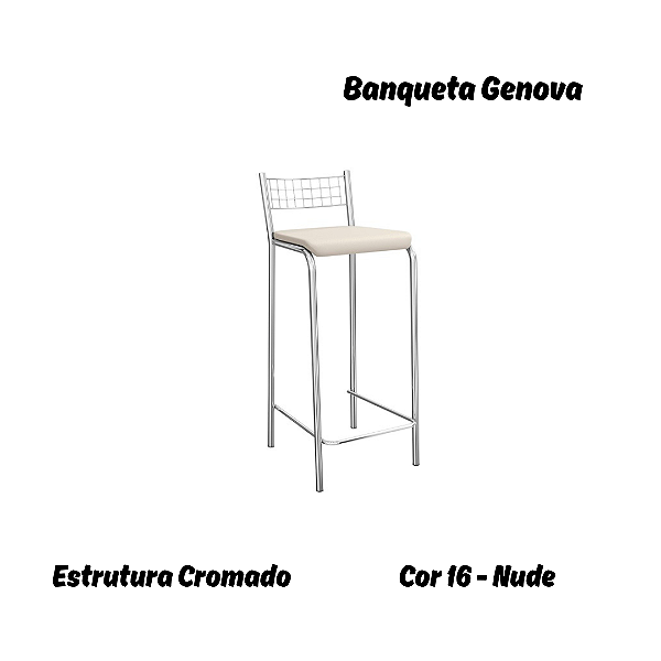 Banqueta Gênova - Ref. 1B705-CR - Estampa: 16 (Nude) Cromado - Kappesberg