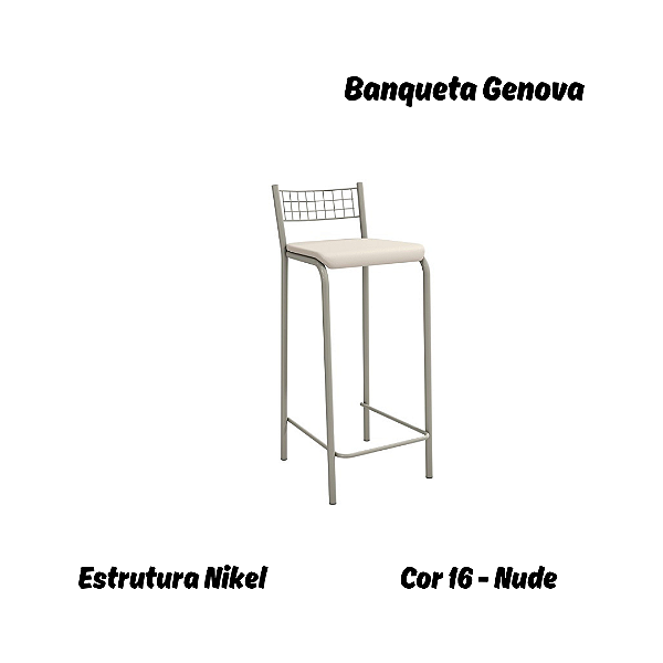 Banqueta Gênova - Ref. 1B705-NK - Estampa: 16 (Nude) Nikel - Kappesberg