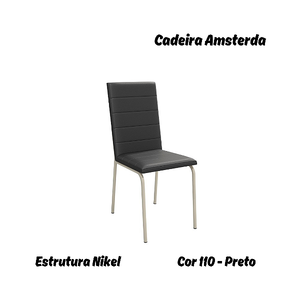 Par de Cadeiras Amsterdã - Ref. 2C091-NK - Estampa: 110 (Preto) Nikel - Kappesberg