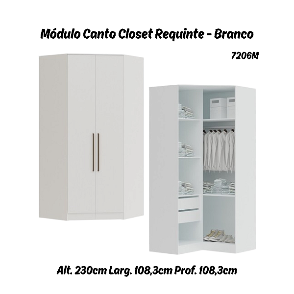 Modulo Canto Closet 02 Portas Requinte - 7206M - Branco - Móveis Castro