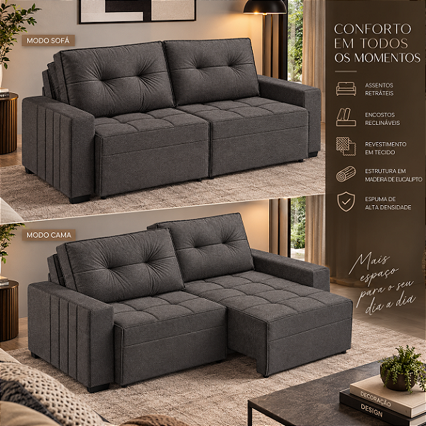 Sofá Cama Defender 220cm - Estofados Rincão