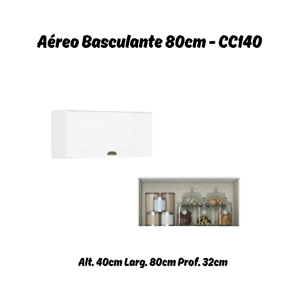 Aéreo 01 Porta Basculante 80cm 100% MDF - Ref. CC140 - Branco - Linha Classy - Thb Moveis