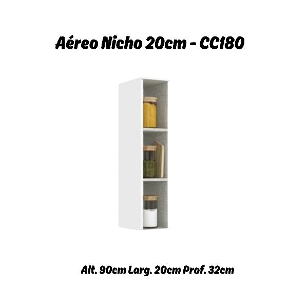Aéreo Nicho 20cm 100% MDF - CC180 - Branco - Linha Classy - Thb Moveis
