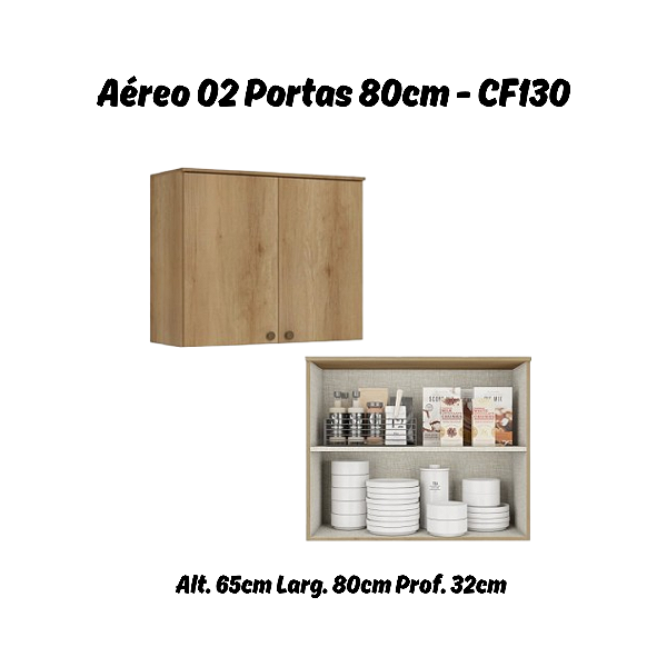 Aéreo 02 Portas 80cm - Ref. CF130 - Capuccino - Linha Finesse - Thb Móveis