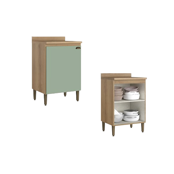 Balcão 01 Porta 60cm - CF315 - Capuccino/Menta - Linha Finesse - Thb Moveis
