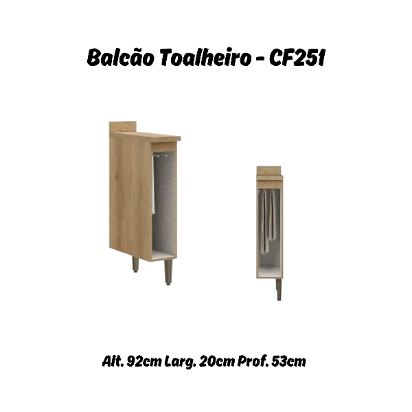 Balcão Porta Toalheiro 20cm - Ref. CF251 - Capuccino/Off White - Linha Finesse - Thb Moveis